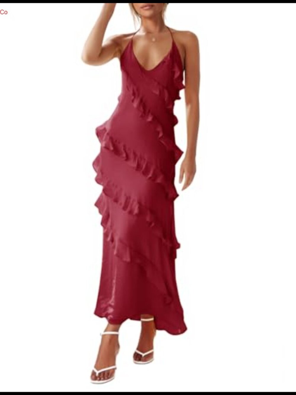 Womens Chiffon Halter Maxi Dress Sleeveless Backless A-Line Party Dress